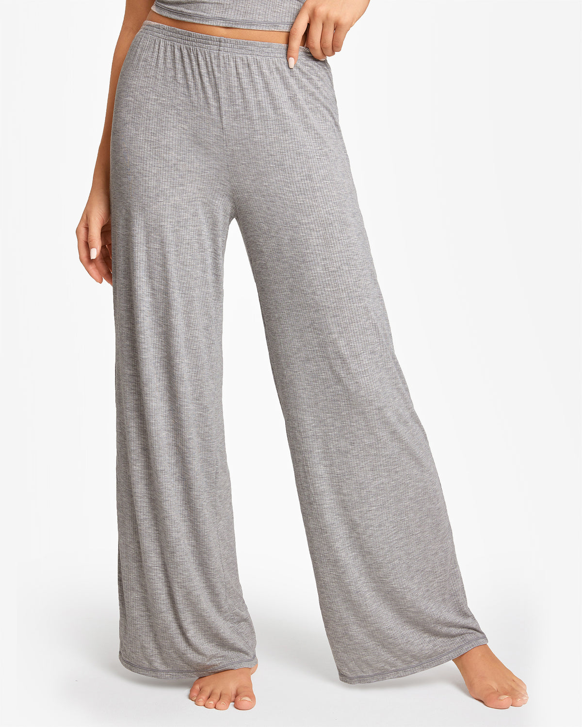 SOULVOR Wide Leg Casual Pants Moon Heather Grey @model_info:A1