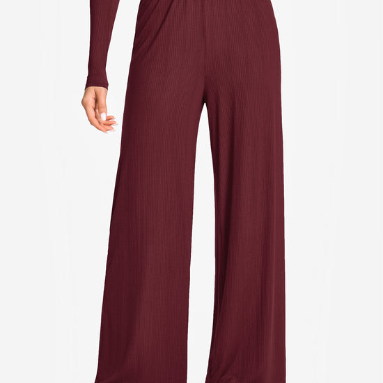 SOULVOR Wide Leg Casual Pants Rum Raisin @model_info:A1