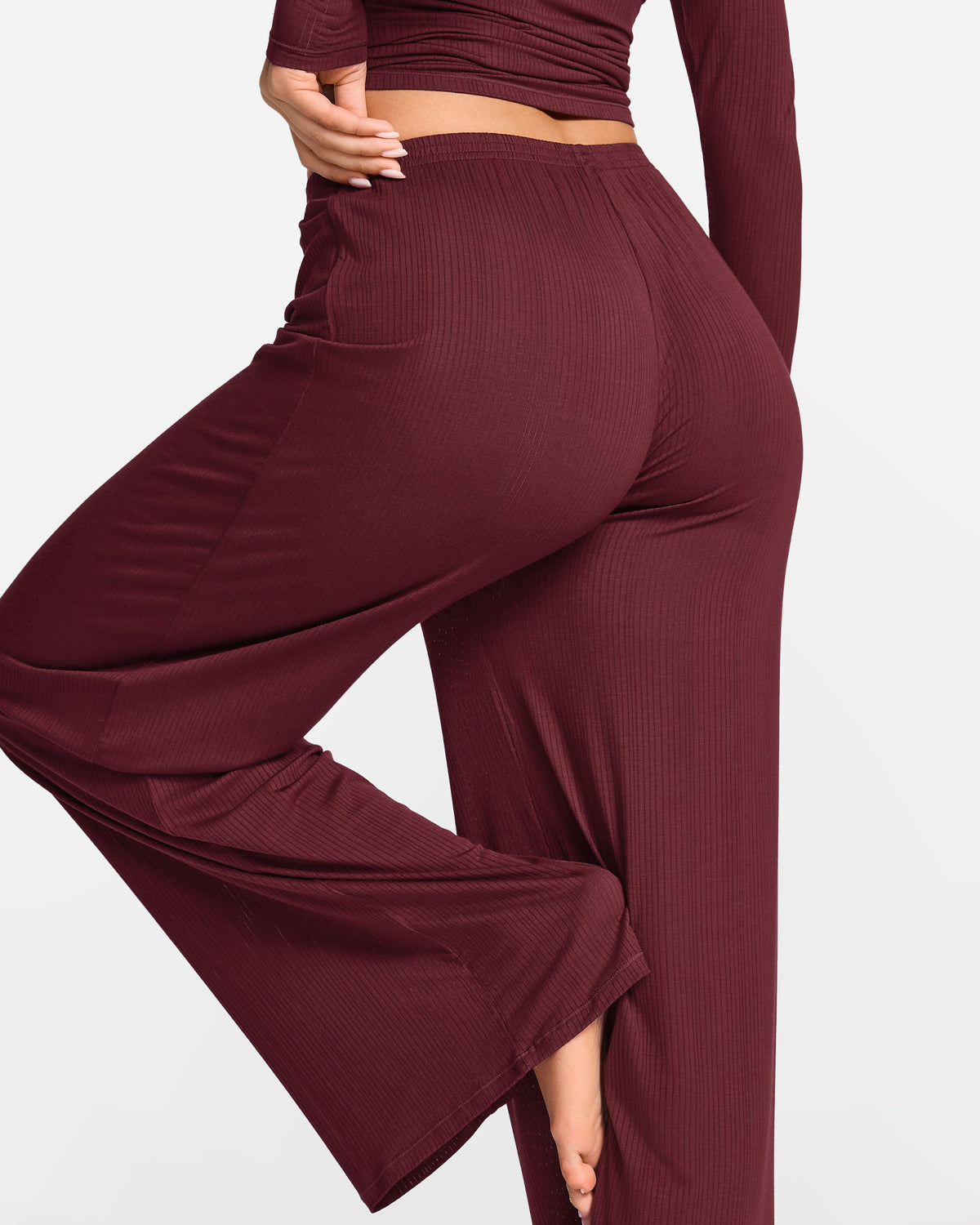 SOULVOR Wide Leg Casual Pants Rum Raisin @model_info:A5